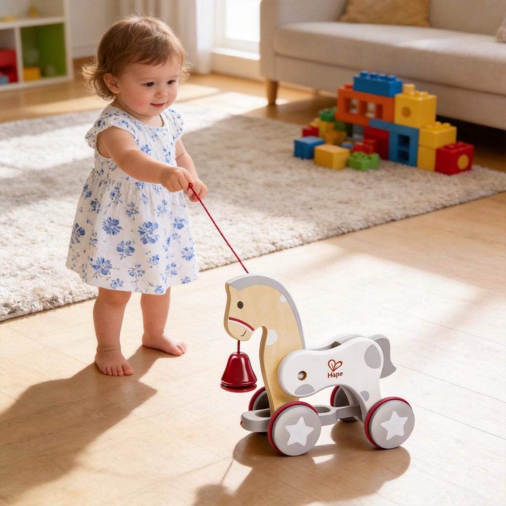 Holz-Ziehspielzeug Froschfamilie für Kleinkinder Kinder Baby Jungen Mädchen Lernen Aktives Spielen