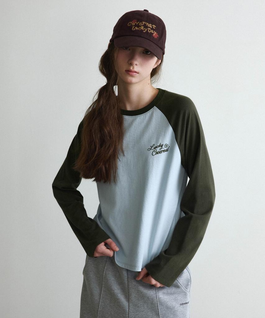 COVERNAT WOMAN Raglan Contrast Long Sleeve Sky Blue