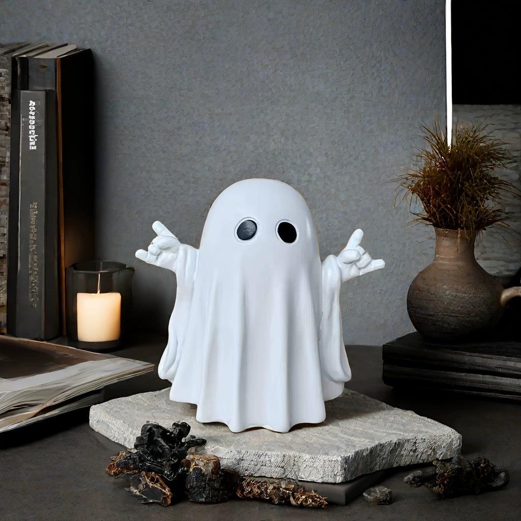 Halloween Decorative White Ghost Ornaments, Cute Party Yard Desk Decor, Study Room Tabletop Figurine Gift