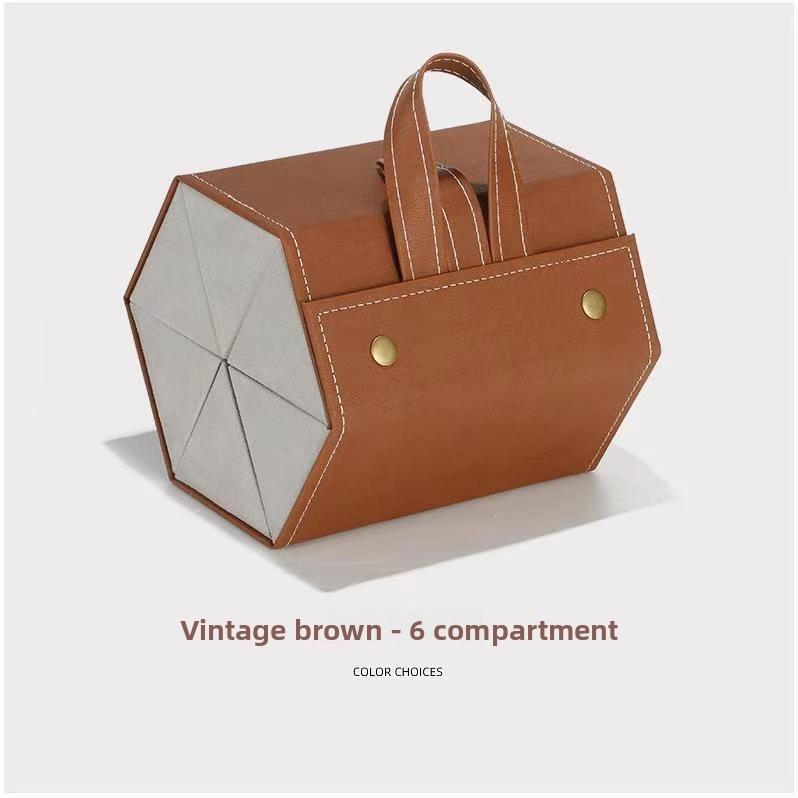 Leather Folding Multi Compartment Glasses Case With Soft Interior For Travel Storage