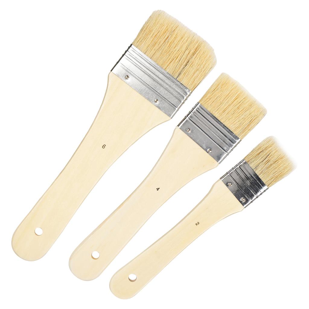 3Pcs Paint Brush Long Rod Widen Board Bristles Acrylic Oil Painting Coloring Pen Supplies