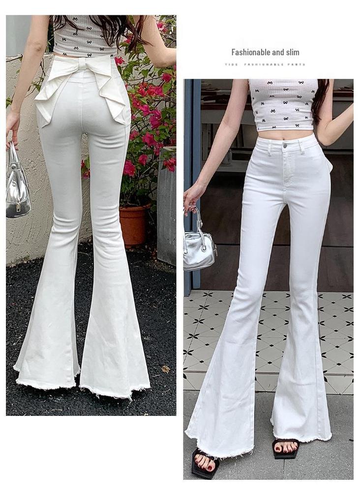 Women's High-Waist 3D Bow Micro-Flare Jeans - Autumn 2025: Slimming, Stretchy, Butt-Lifting Flare Pants