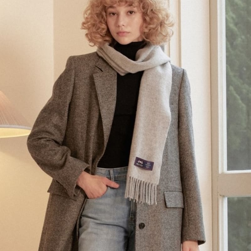 ABRAHAM MOON Merino Wool Muffler 25cm - Silver