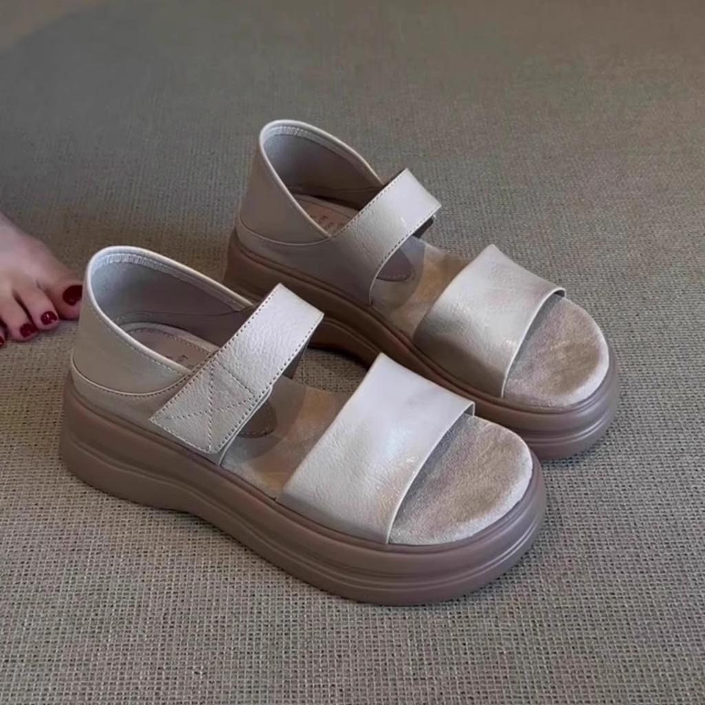 Velcro Platform Roman Sandals Women's Outer Wear 2025 New Retro Versatile Comfortable Casual Beach Sandals