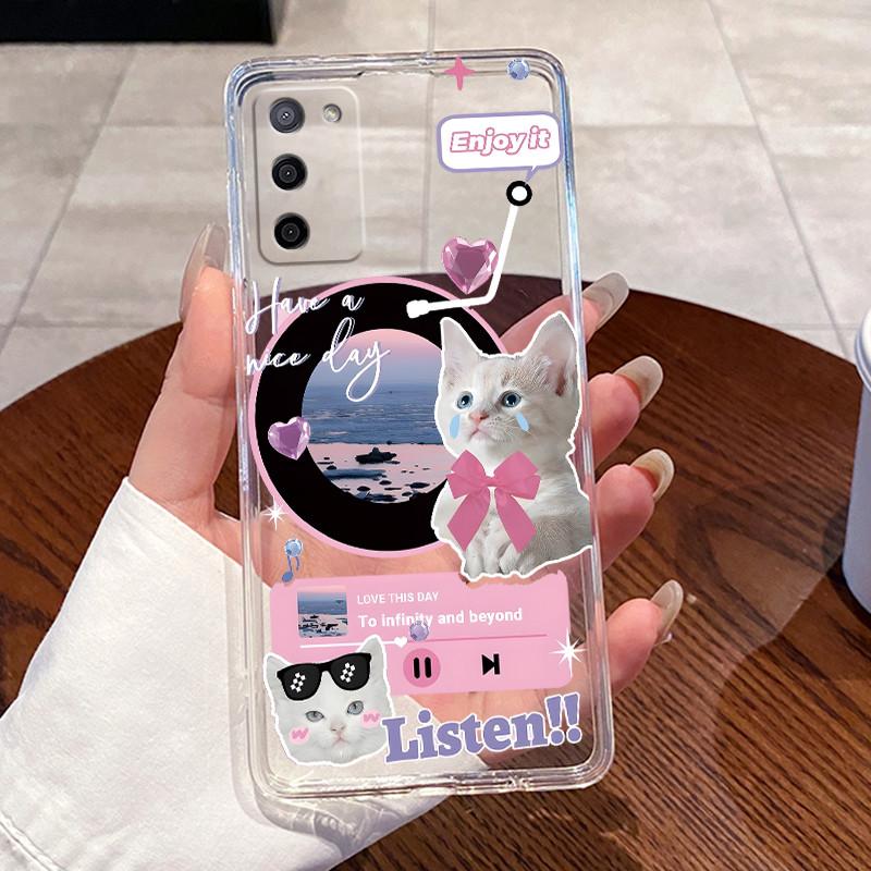Jelly Casing For OPPO A56 5G/A53S 5G/A55 5G Fundas Capa Clear Silicone Soft TPU Back Cover Cute Cat Rabbit Heart Protective Case