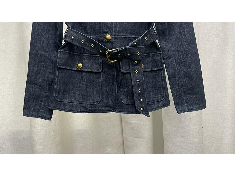 Zhu Zhu Blue Denim Women's Two-Piece Set: Stylish Suit Jacket & Slimming Jeans