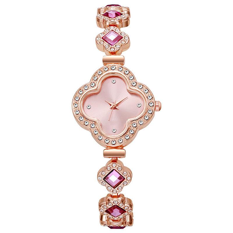 Ladies Classic Quartz Watch Embedded Rhinestone Bracelet Wristwatch