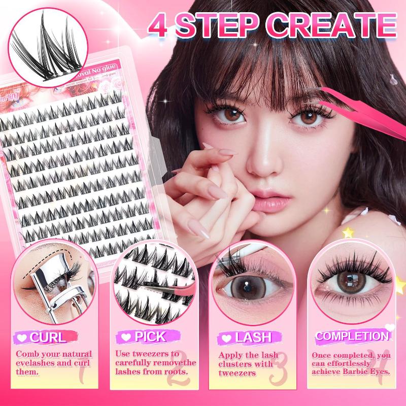1 Set No Glue Needed C-Curl Self-Adhesive Eyelashes Japanese Korean Beauty Series For Everyday &Special Events Beginner Friendly