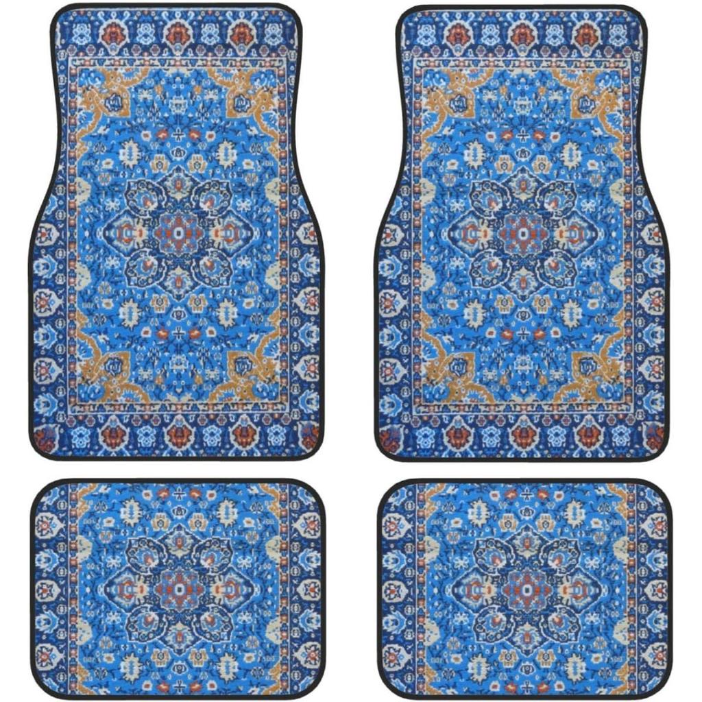 Car Floor Mats Set Of 4, Oriental Turkish Persian Carpet Front And Back Rug Mats Decorative Universal For Cars SUV Trucks Vans