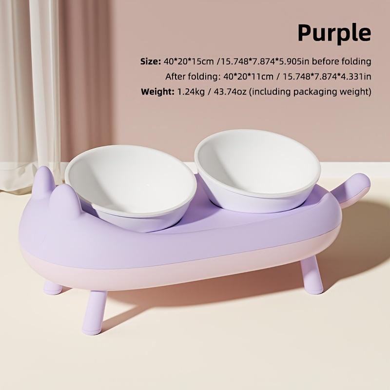 Anti-Spill Cat Shape Design Elevated Pet Double Bowls for Neck Protection