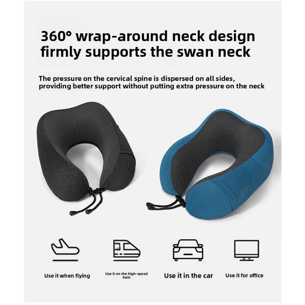 Cationic Cool Feeling U-shaped Pillow, Slow Rebound Memory Foam Neck Support Travel Pillow for Office Nap