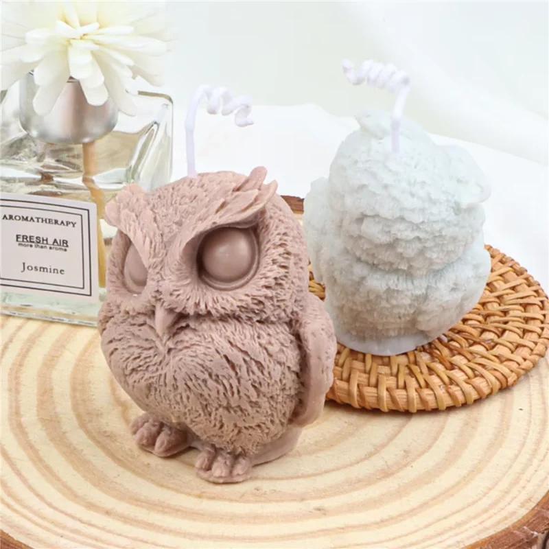 Top Quality 3D Owl Shape Candle Silicone Molds, Resin Aromatherapy Candles, Handmade Wax Soap, Home Decor Craft