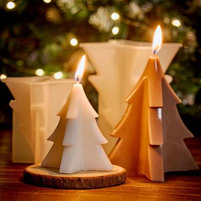 3D Geometric Christmas Tree Candle Mold DIY Simple Christmas Scented Candles Silicone Molds Soap Plaster Resin Craft Gift Making