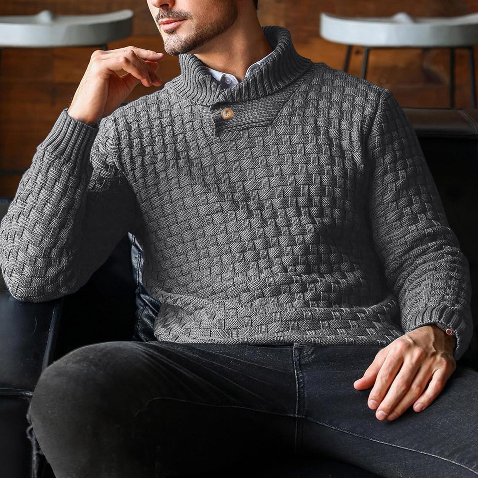 

Men s Solid Color Sweater Pullover Fashion Round Neck Slim Fit Sweater L