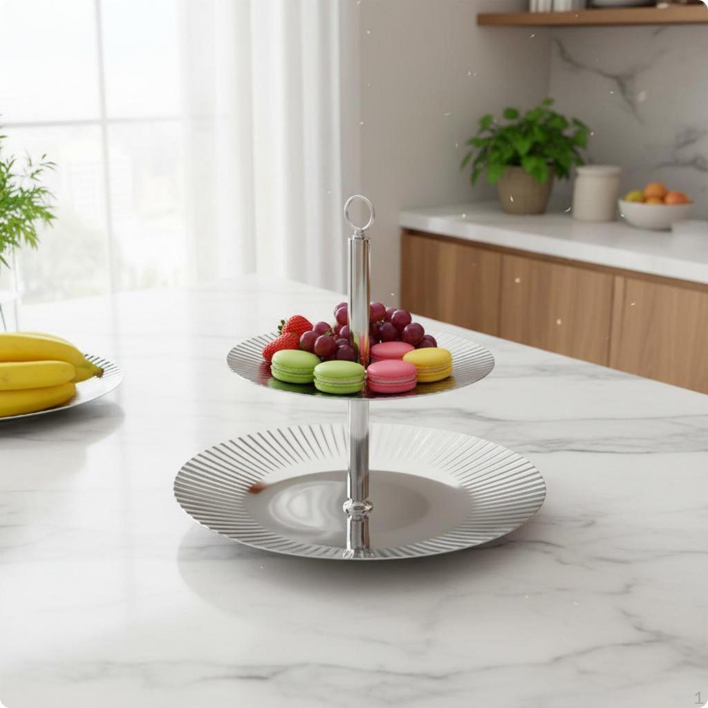 Stainless Steel cake Stand Tiered Display 2 Tier Serving Tray Modern Minimalist Design Double Layer