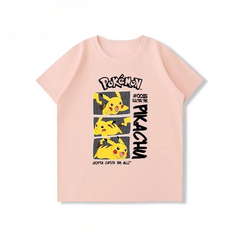 Potdemiel  New Summer Style Pure Cotton Childrens TShirts Pikachu Print Unisex Size Comfortable and Breathable