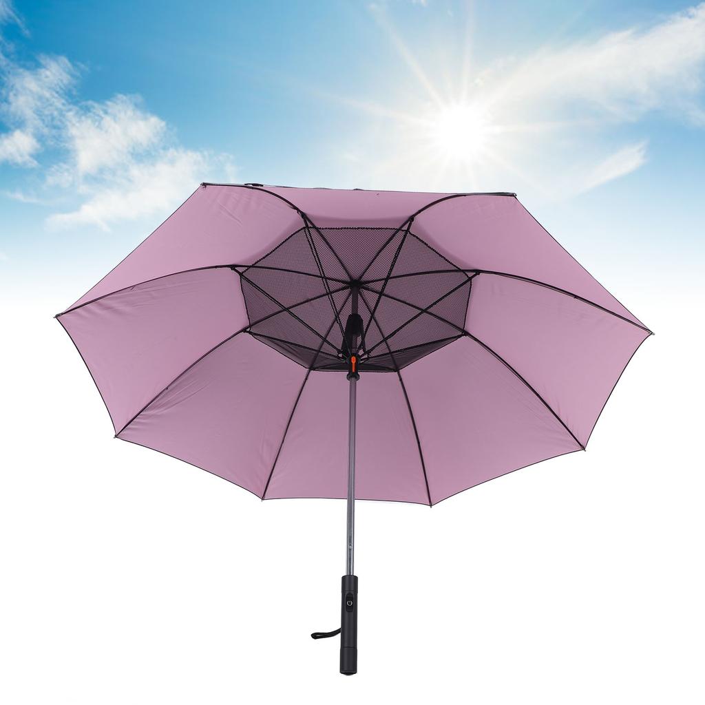 Sun and Rain Umbrella 90cm Length USB Interface Portable UV Sun Umbrella with 3000mah Cooling Fan