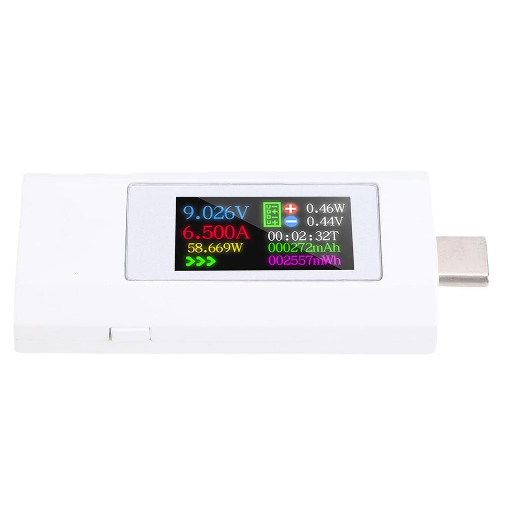 USB C Tester 0-6.5A 0-195W Voltage Current Power Capacity Tester Color Screen Type C Multimeter for 3C Digital Products