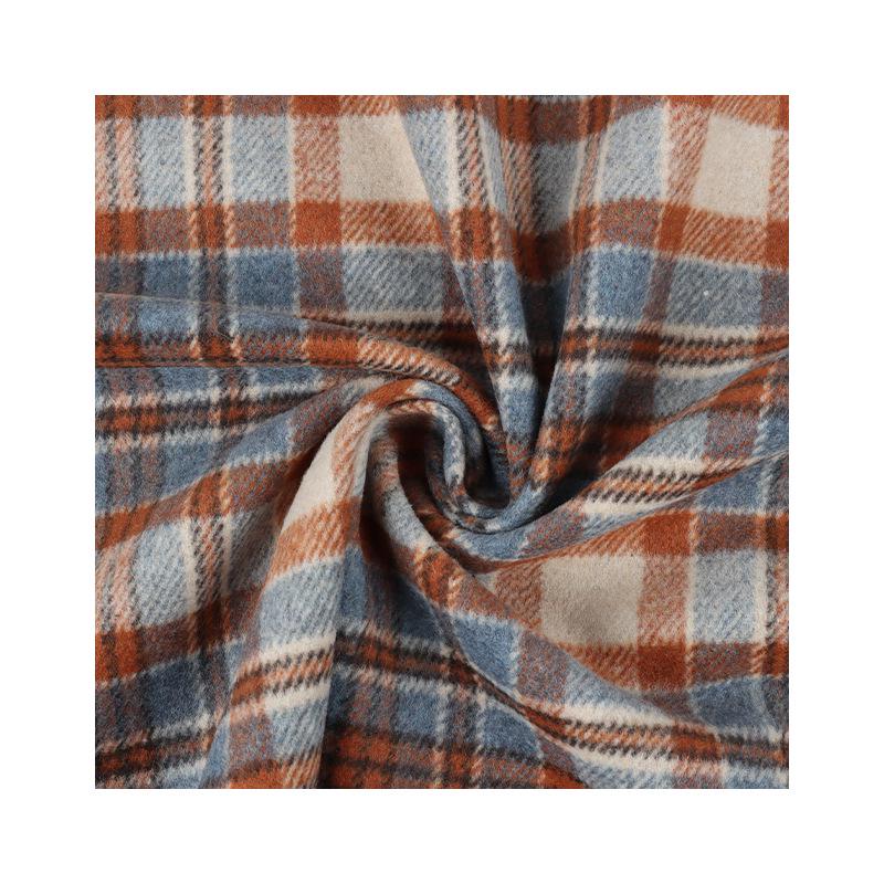 10% Wool Blend Plaid Fabric Women's Fashion Coat Cushion, 560g