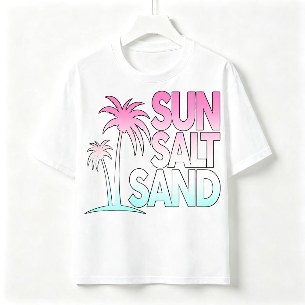 Sun Salt Sand Palm Tree Summer Travel T Shirt Unisex Beach Graphic Vacation Tee
