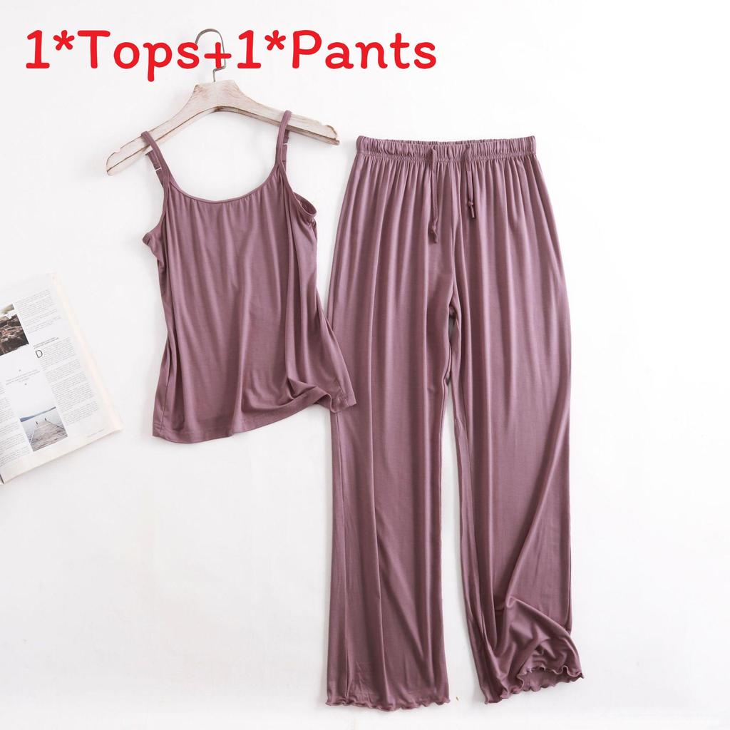Modal Sleepwear Set For Women With Loose Fit Ruffle Pants Breathable Loungewear For Home Use