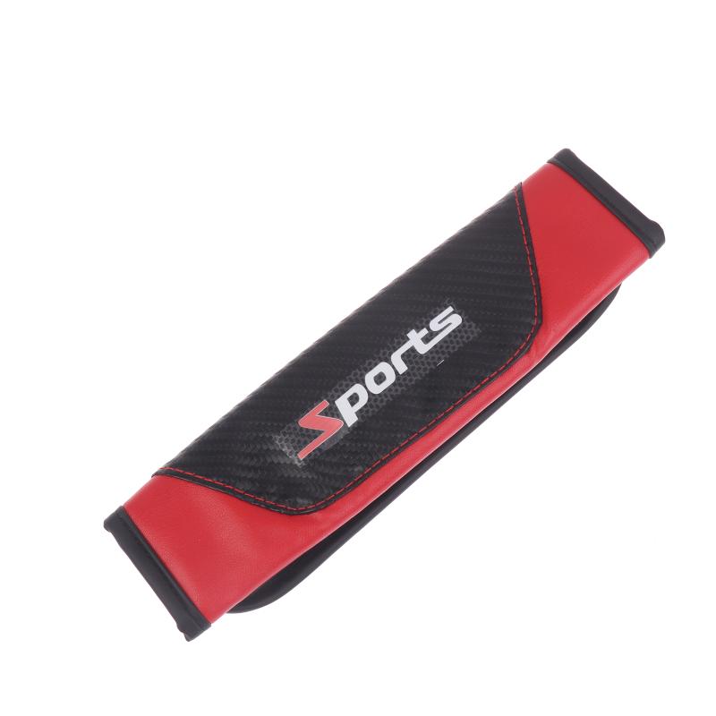 1Pcs Women S Pu Leather Carbon Fiber Sport Car Shoulder Guard Cover Seat Belt Decoration  Car Accessory красный
