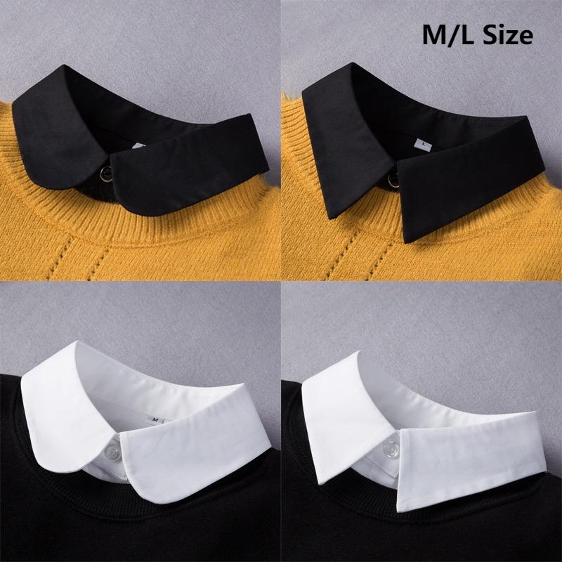 Mens M/L Size Fake Collar for Womens Solid Color White Formal Suits Half Shirt Detachable Collar Business Blouse False Collar