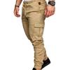 Skinny Cargo Pants Casual Men Solid Color Drawstring Waist Ankle Tied Pockets