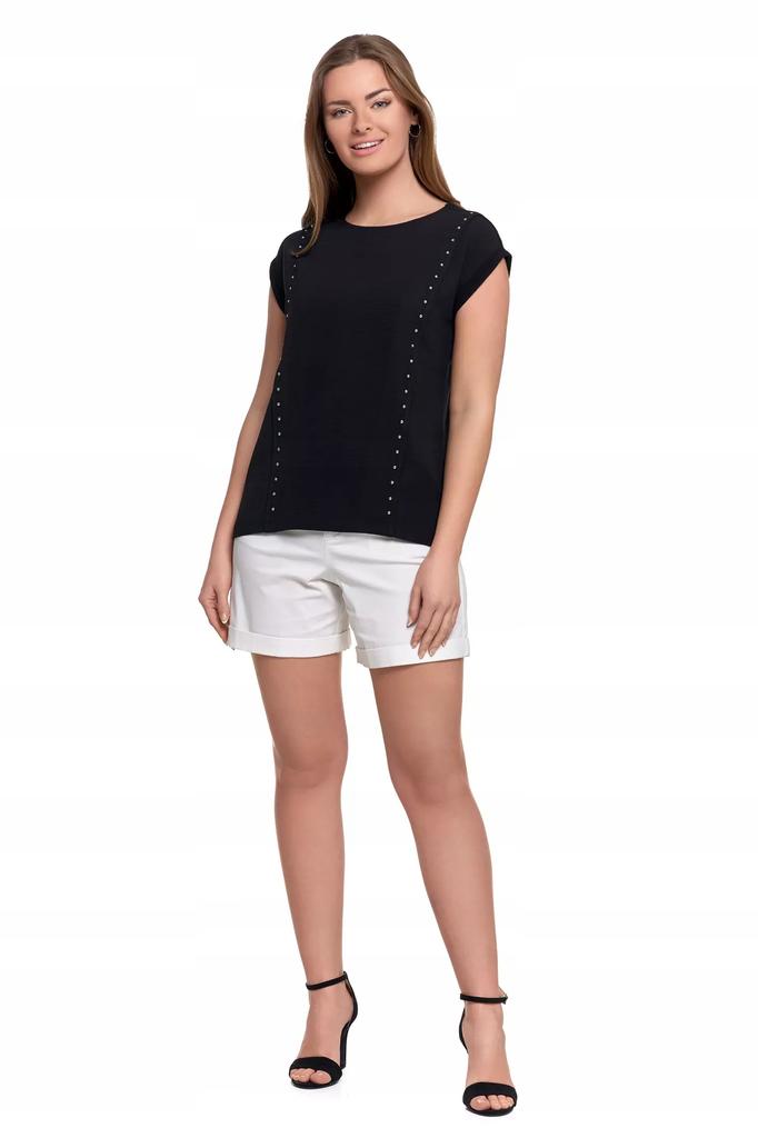 Women's Blouse with Decorative Rhinestones Elegant Comfortable Stylish MORAJ S BLACK
