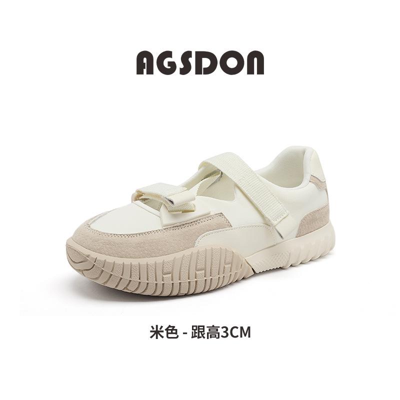 

Augustine casual single shoes 2025 new summer Velcro sports hollow sandals flat bottom ugly cute little white shoes 40
