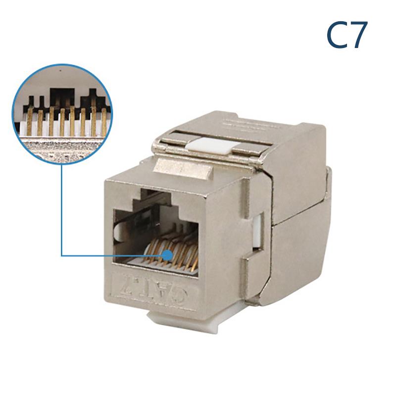 

Cat6A Cat7 Keystone Jack Cat7 Rj45 Stp Tool-Less Type Zinc Alloy Module Jacks Adapter Coupler For 22 To 26 Awg A4