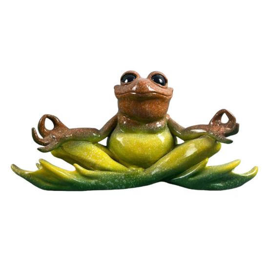 Meditation Frog Statue Sitting Frog Figurine Resin Animal Sculpture Indoor Outdoor Garden Desktop Decoration Ornament