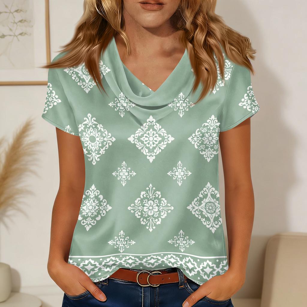 Women's Fashionable Casual Print Short-sleeved T-shirt Top