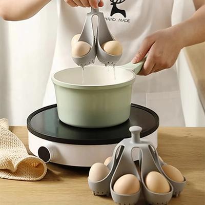 Food Grade Silicone Egg Boiler Rack Boiled Egg Cooker with Anti-Scald Handle Kitchen Gadget for Cooking Eggs
