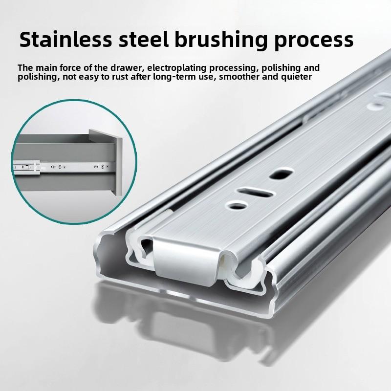 10" - 22" Stainless Steel Drawer Slides Soft Close Drawer Track Rail Sliding Three-Section Cabinet Slides Furniture Hardware