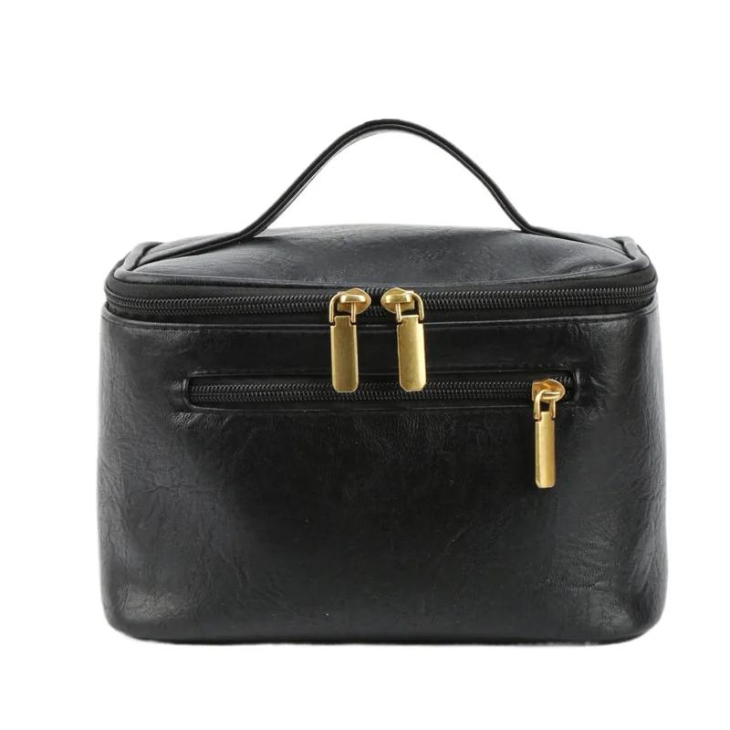 New Retro Waterproof Cosmetic Bag, High-end Portable Makeup Bag for Women чёрный