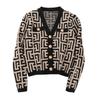 French Style V-neck Knit Cardigan Women's Spring Color Matching Plaid Outdoor 2025 New Graceful High Sense Outerwear Top