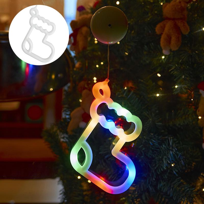 

Window Wall Lights Battery Powered Snowflake Jingle Bell Stocking Shaped with Suction Cup for Christmas Holiday Home Decor