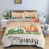 Herbst Kürbis LKW King Queen Bettbezug Happy Fall Thanksgiving Bettwäscheset Kinder Festival Geschenke 2/3-teiliger Polyester Steppdeckenbezug