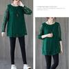 Spring Autumn Women's Round Neck Lace Blouse Mid-Length Loose Hollow-Out Plus Size Blouse