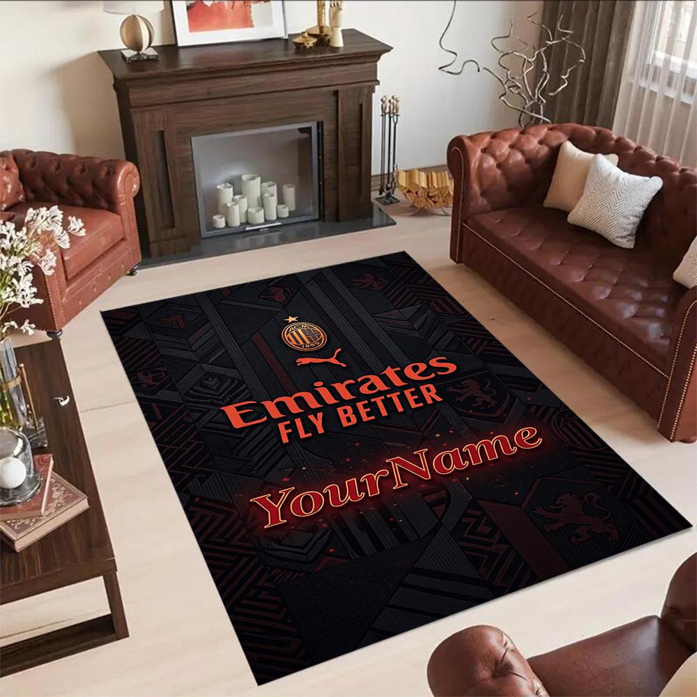 Ac Milan Personalized Text Carpet Suitable for Dining Room Kitchen Study room Living Rooms Anti-slip Rug Decorate Offices