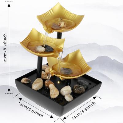 Tabletop Fountain with Light and Pebble Meditation Water Fountain USB Powered Sound Relaxation Fountain Ornament for Table