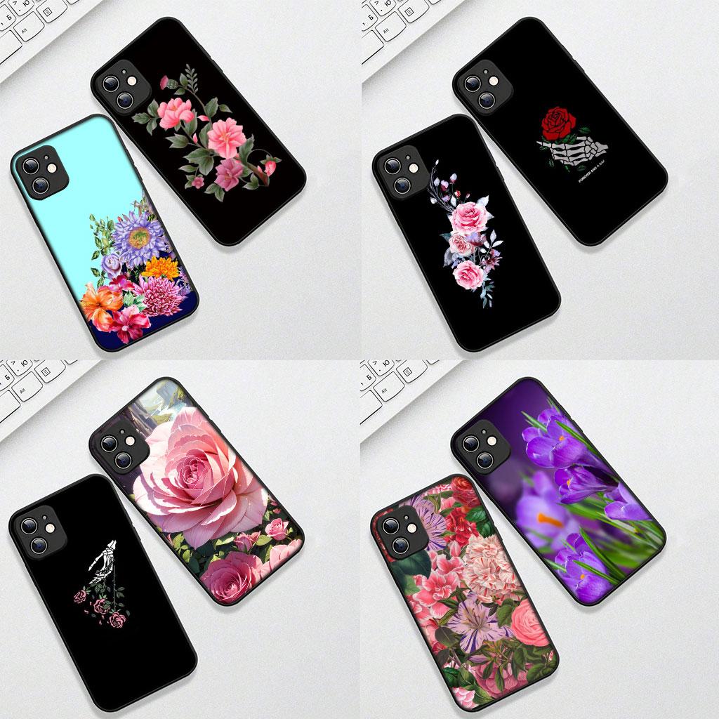 Rose Flower Casing Phone Cover for Apple iPhone 13 12 Mini XS 11 Pro Max 7 8 Plus + XR SE 2022 2020 SE3 Soft Case