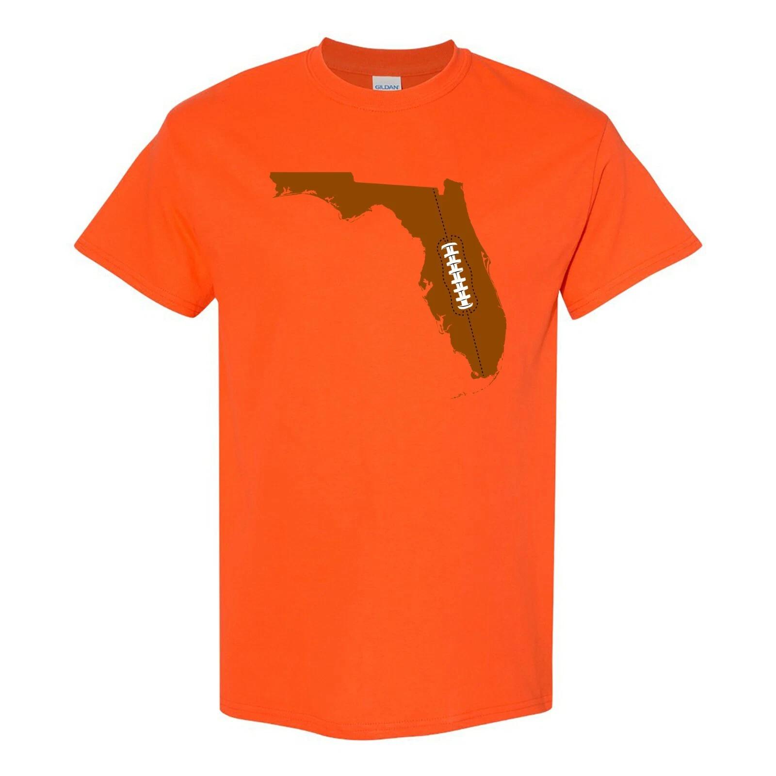 Florida Football State Shape - Hometown Pride T Shirt - Orange XL