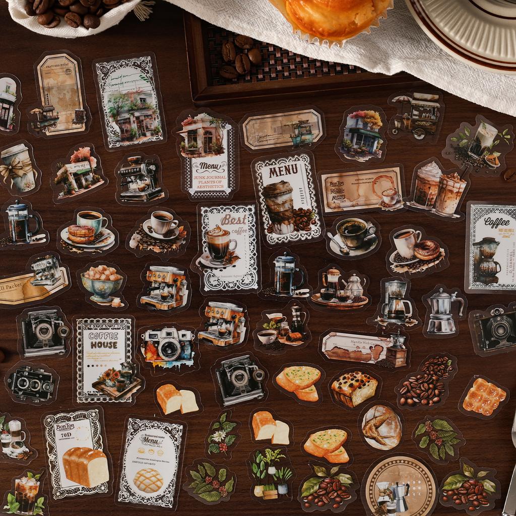 JIAMEI 40pcs/pack lace coffee series creative retro aesthetic PET stickers DIY diary handmade scrapbook decorative stickers