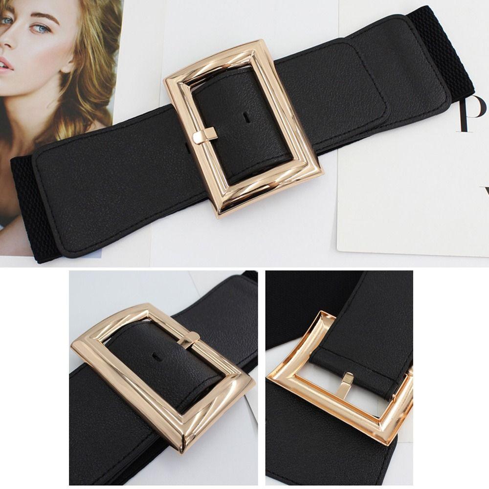 Casual Vintage Ελαστική Ζώνη Μέσης Άγριες Μπάντες Φούστας Κυρίες Φόρεμα Κουμπερμπάντ Αγκράφα με Πείρο Ζώνη Μέσης