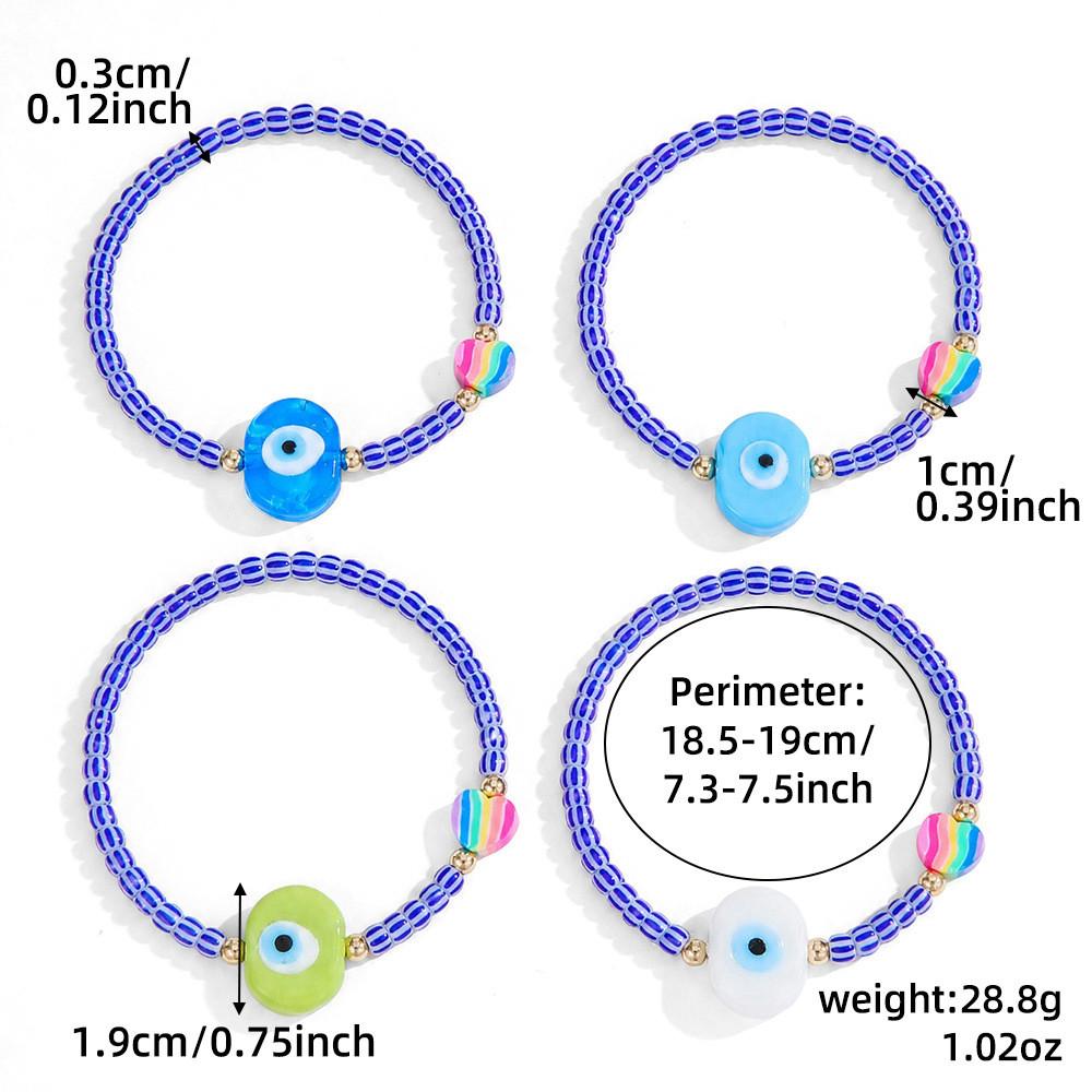 Demon Eye Bead Bracelet Set With Glass Geometric Design For Women Gift
