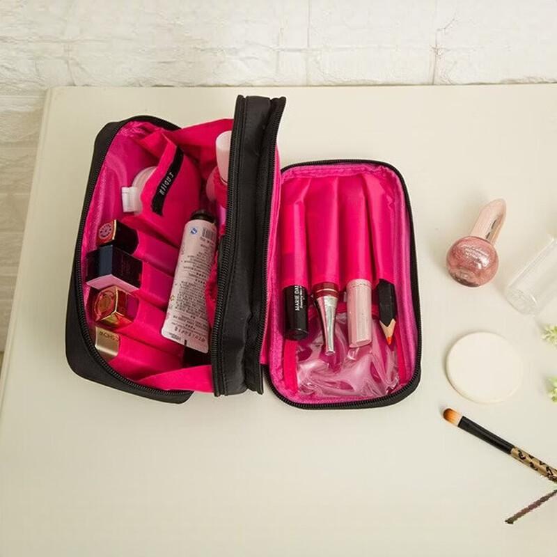 Nylon Double Zipper Travel Cosmetic Bag