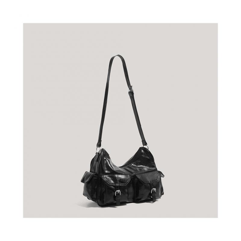 Vintage Motorcycle Bag for Women, Fashion Multi-Pocket Underarm Shoulder Bag, Large Capacity Versatile Commuter Crossbody Bag, Durable PU Leather