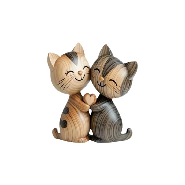Carved Wooden Cats/Dog Figurines Table Ornament Cats/Dog Statue Sculptures Collectibles Home Decors Art Carving Work